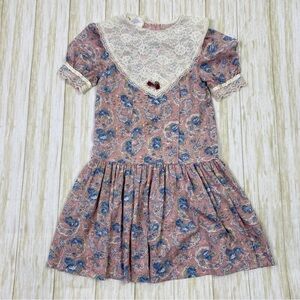 Vintage Rare Editions Pink & Blue Floral Lace Dress